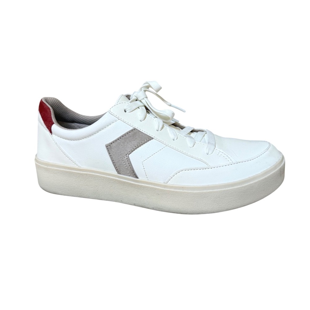 Dr. Scholls Madison Lace White Grey Red Platform Sneakers Low Top Womens 11M